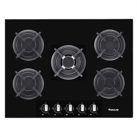 Plaque de Cuisson FOCUS F417B 5 Feux 70 cm Noir